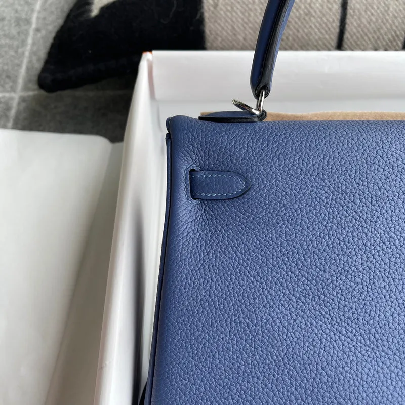 KELLY 25 TOGO LEATHER BLEU BRIGHTON WITH PALLADIUM HARDWARE (PHW) - 6