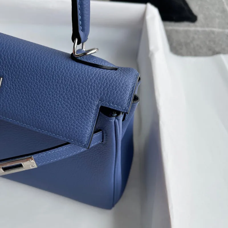 KELLY 25 TOGO LEATHER BLEU BRIGHTON WITH PALLADIUM HARDWARE (PHW) - 5