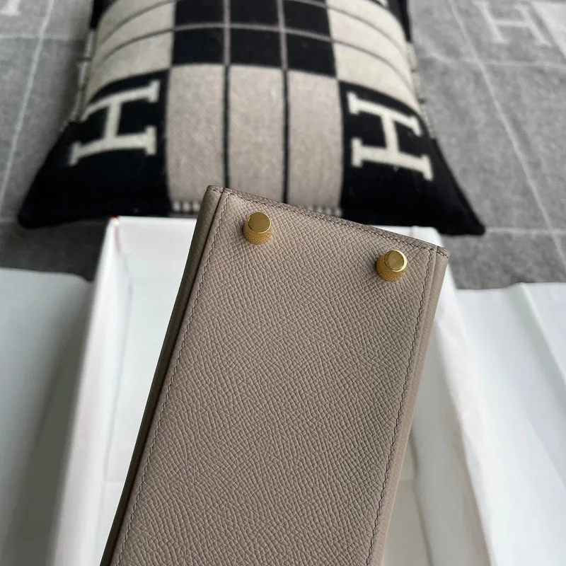 KELLY 25 EPSOM LEATHER GRIS ASPHALTE WITH GOLD HARDWARE (GHW) - 9