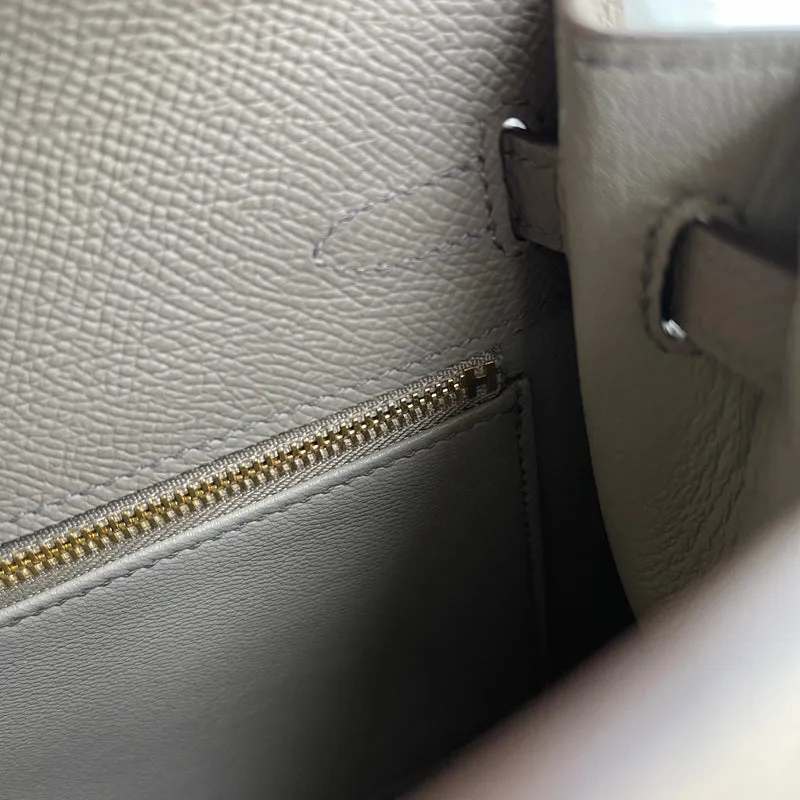 KELLY 25 EPSOM LEATHER GRIS ASPHALTE WITH GOLD HARDWARE (GHW) - 5