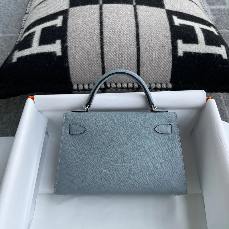 MINI KELLY II (20) EPSOM LEATHER CIEL WITH PALLADIUM HARDWARE (PHW) - 3