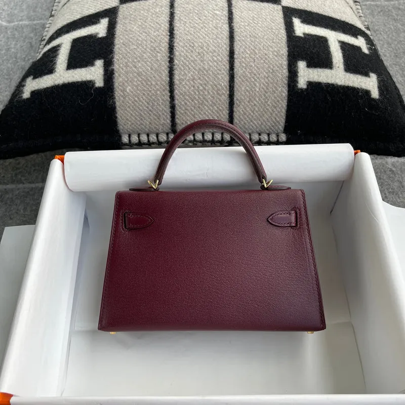 MINI KELLY II (20) CHEVRE LEATHER ROUGE H WITH GOLD HARDWARE (GHW) - 2