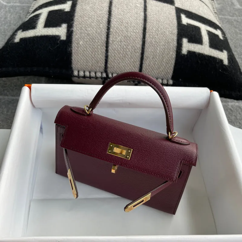 MINI KELLY II (20) CHEVRE LEATHER ROUGE H WITH GOLD HARDWARE (GHW) - 7
