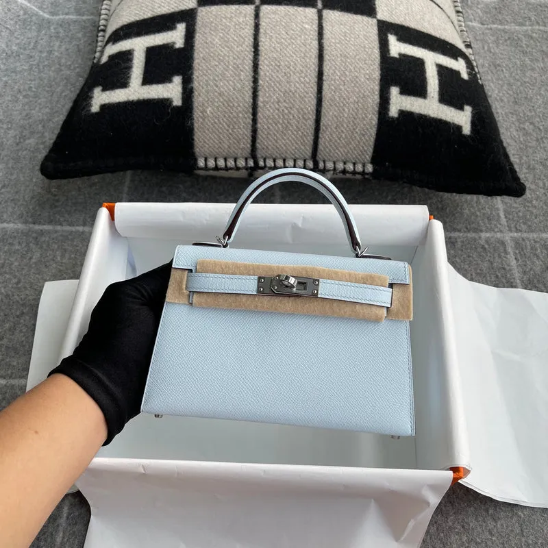 MINI KELLY II (20) EPSOM LEATHER BLEU ZEPHYR WITH PALLADIUM HARDWARE (PHW) - 3
