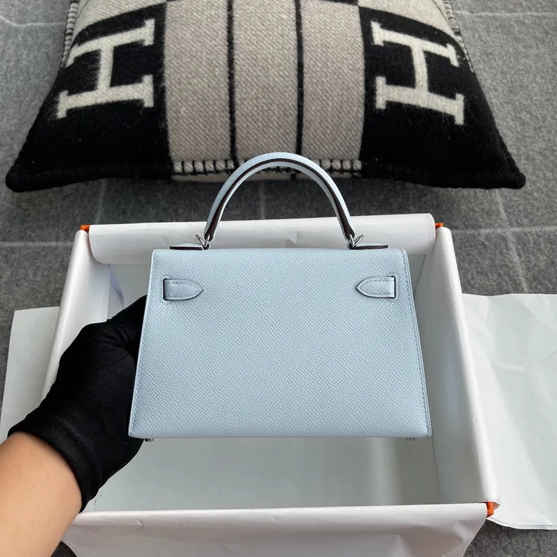 MINI KELLY II (20) EPSOM LEATHER BLEU ZEPHYR WITH PALLADIUM HARDWARE (PHW) - 2