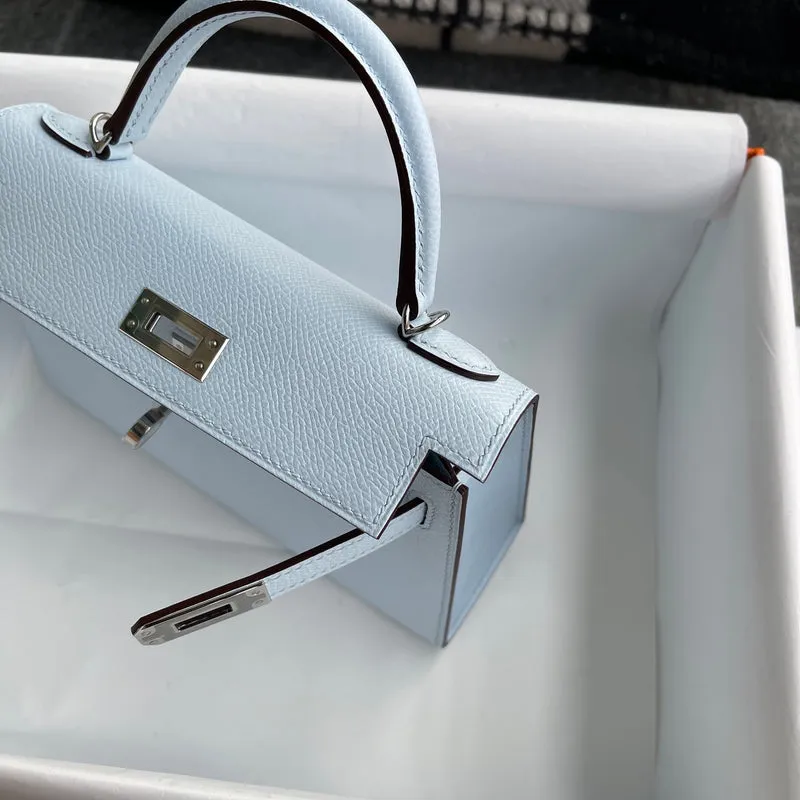 MINI KELLY II (20) EPSOM LEATHER BLEU ZEPHYR WITH PALLADIUM HARDWARE (PHW) - 7