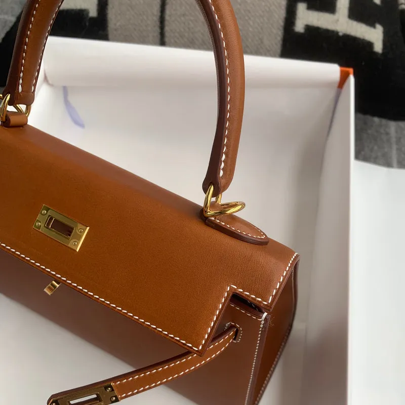 KELLY 25 BOX CALF LEATHER GOLD WITH GOLD HARDWARE (GHW) - 5