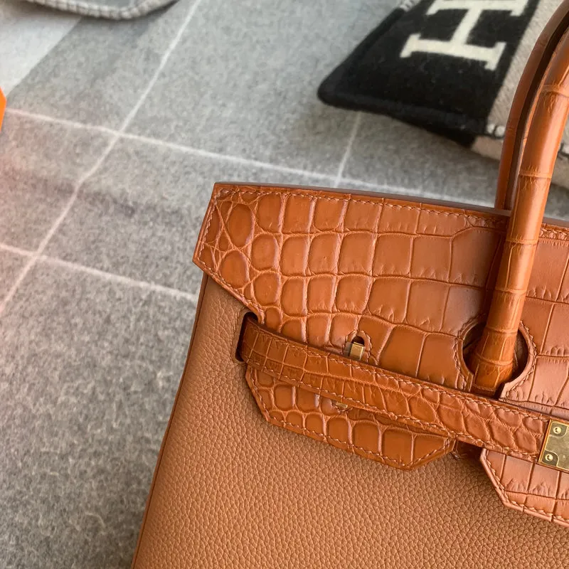 BIRKIN 35 TOUCH NILOTICUS CROCODILE LEATHER & TOGO LEATHER GOLD WITH GOLD HARDWARE (GHW) - 4