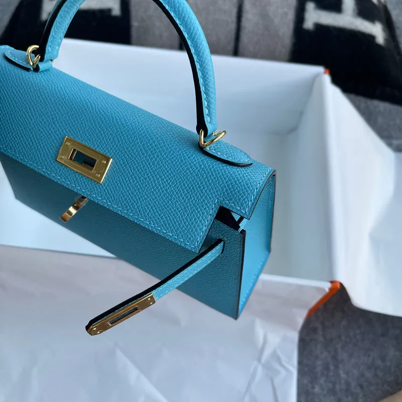 MINI KELLY II (20) EPSOM LEATHER BLEU DU NORD WITH GOLD HARDWARE (GHW) - 8