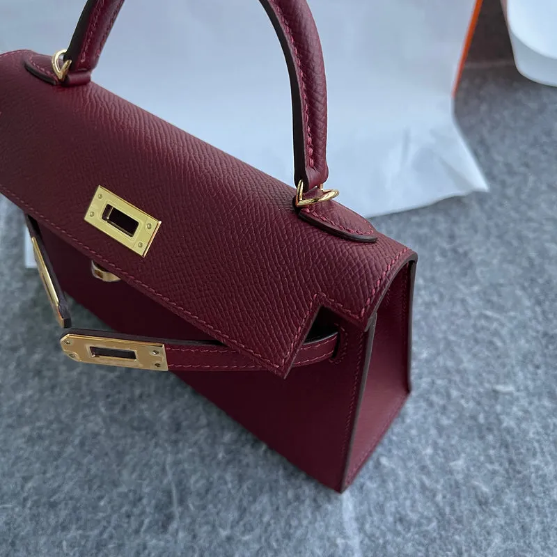 MINI KELLY II (20) EPSOM LEATHER ROUGE H WITH GOLD HARDWARE (GHW) - 4