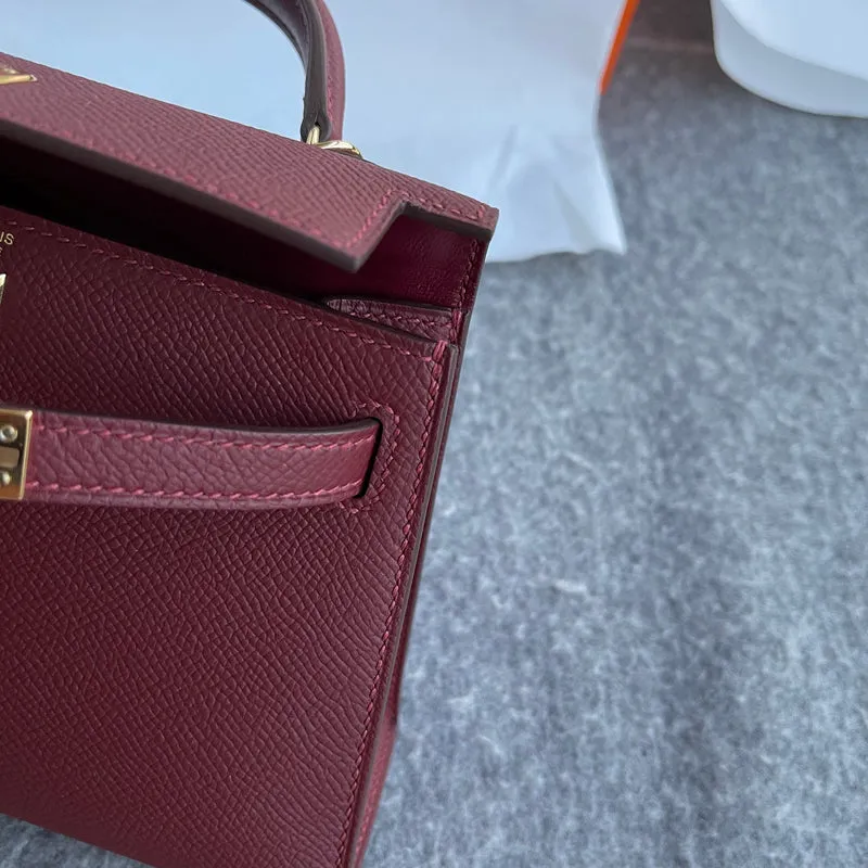 MINI KELLY II (20) EPSOM LEATHER ROUGE H WITH GOLD HARDWARE (GHW) - 7