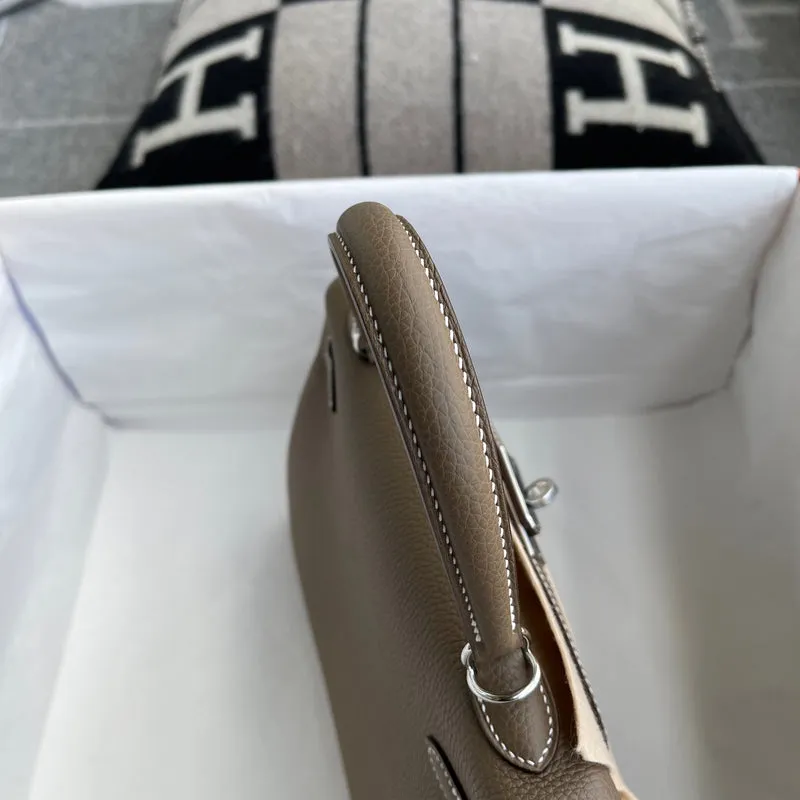 KELLY 25 TOGO LEATHER ETOUPE WITH PALLADIUM HARDWARE (PHW) - 7