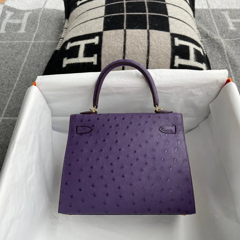 KELLY 25 OSTRICH LEATHER ANEMONE WITH GOLD HARDWARE (GHW) - 3