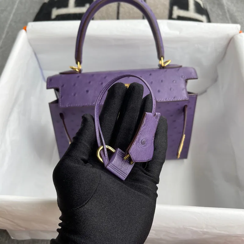 KELLY 25 OSTRICH LEATHER ANEMONE WITH GOLD HARDWARE (GHW) - 9