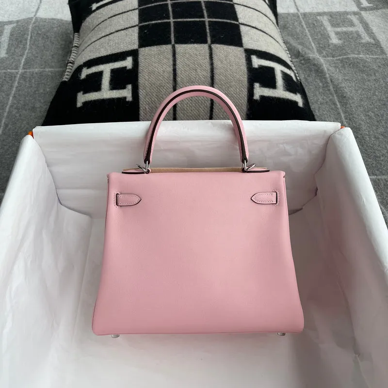 KELLY 25 SWIFT LEATHER ROSE SAKURA WITH PALLADIUM HARDWARE (PHW) - 2