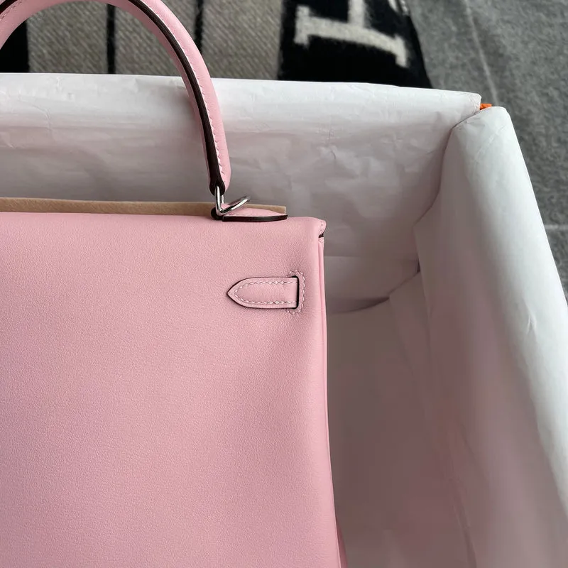 KELLY 25 SWIFT LEATHER ROSE SAKURA WITH PALLADIUM HARDWARE (PHW) - 6