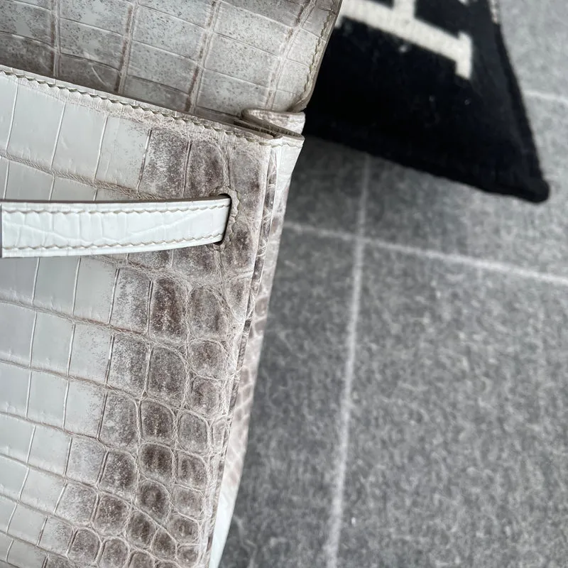 KELLY 25 NILOTICUS CROCODILE (MATTE) LEATHER HIMALAYA WITH PALLADIUM HARDWARE (PHW) - 10