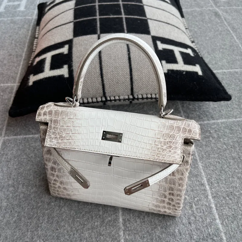 KELLY 25 NILOTICUS CROCODILE (MATTE) LEATHER HIMALAYA WITH PALLADIUM HARDWARE (PHW) - 4