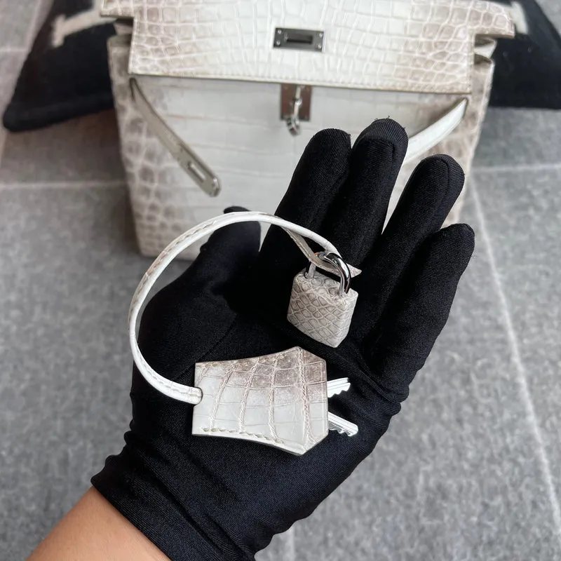 KELLY 25 NILOTICUS CROCODILE (MATTE) LEATHER HIMALAYA WITH PALLADIUM HARDWARE (PHW) - 14