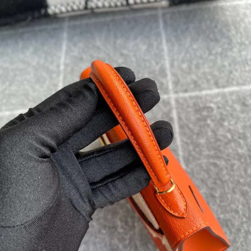 MINI KELLY II (20) CHEVRE LEATHER ORANGE WITH GOLD HARDWARE (GHW) - 7
