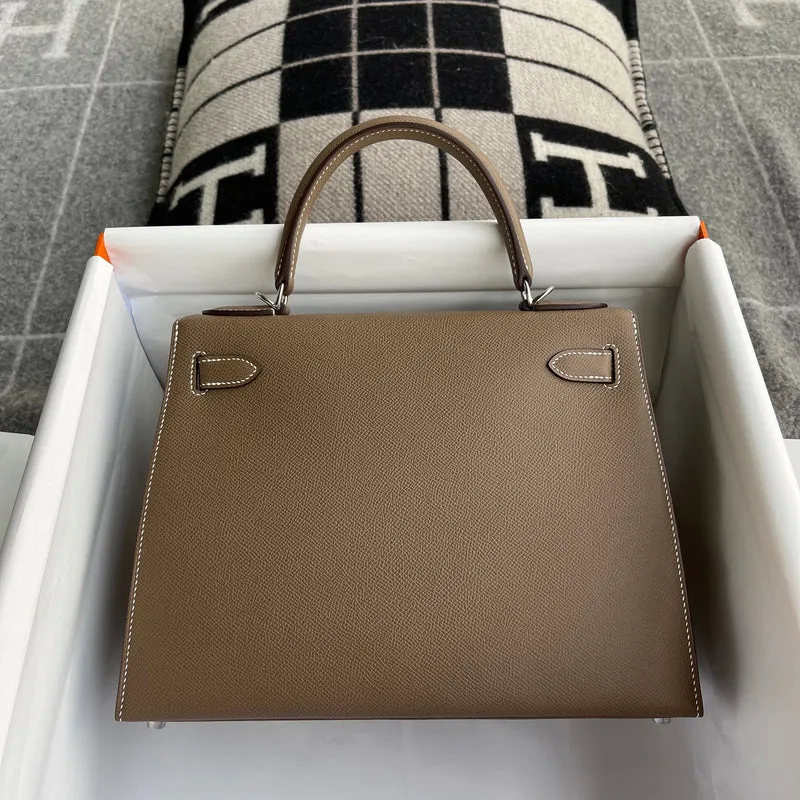 KELLY 28 EPSOM LEATHER ETOUPE WITH PALLADIUM HARDWARE (PHW) - 3