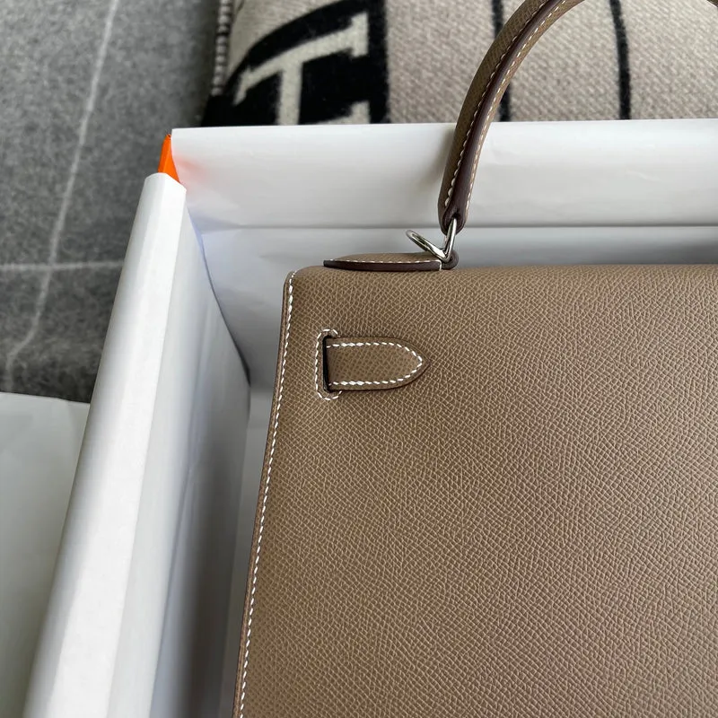 KELLY 28 EPSOM LEATHER ETOUPE WITH PALLADIUM HARDWARE (PHW) - 8
