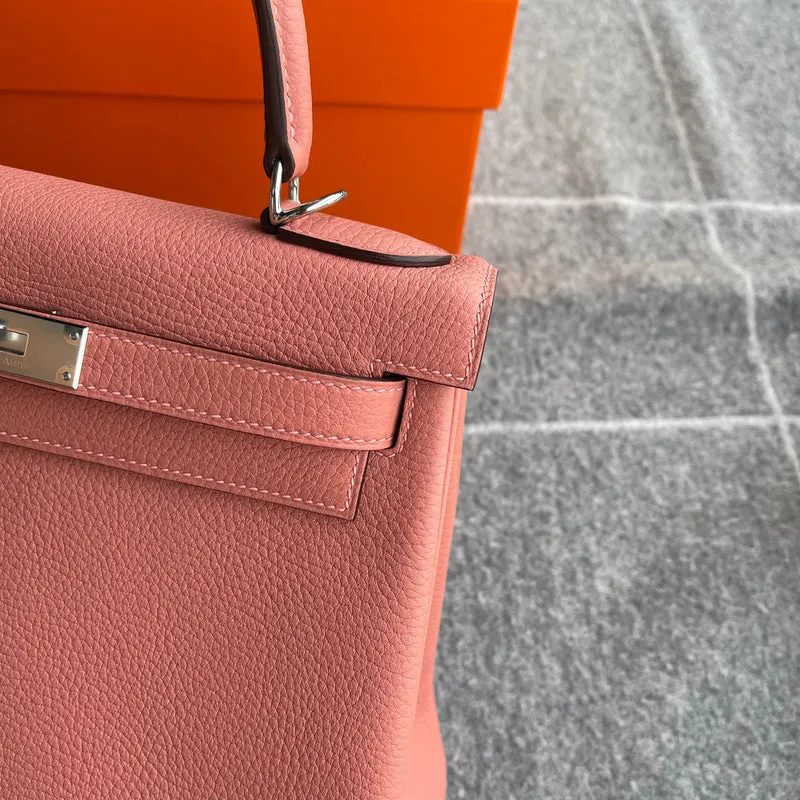 KELLY 28 TOGO LEATHER ROSE TEA WITH PALLADIUM HARDWARE (PHW) - 5