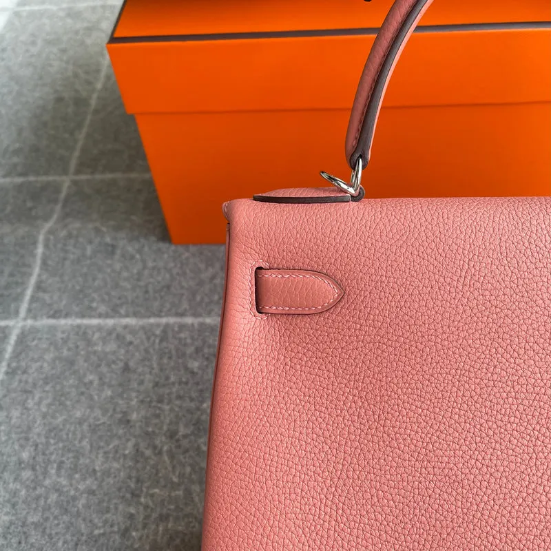 KELLY 28 TOGO LEATHER ROSE TEA WITH PALLADIUM HARDWARE (PHW) - 9