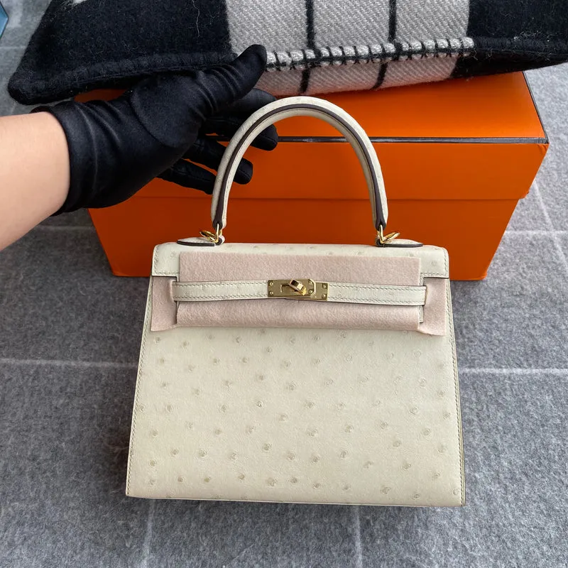 KELLY 25 OSTRICH LEATHER CRAIE WITH GOLD HARDWARE (GHW) - 2