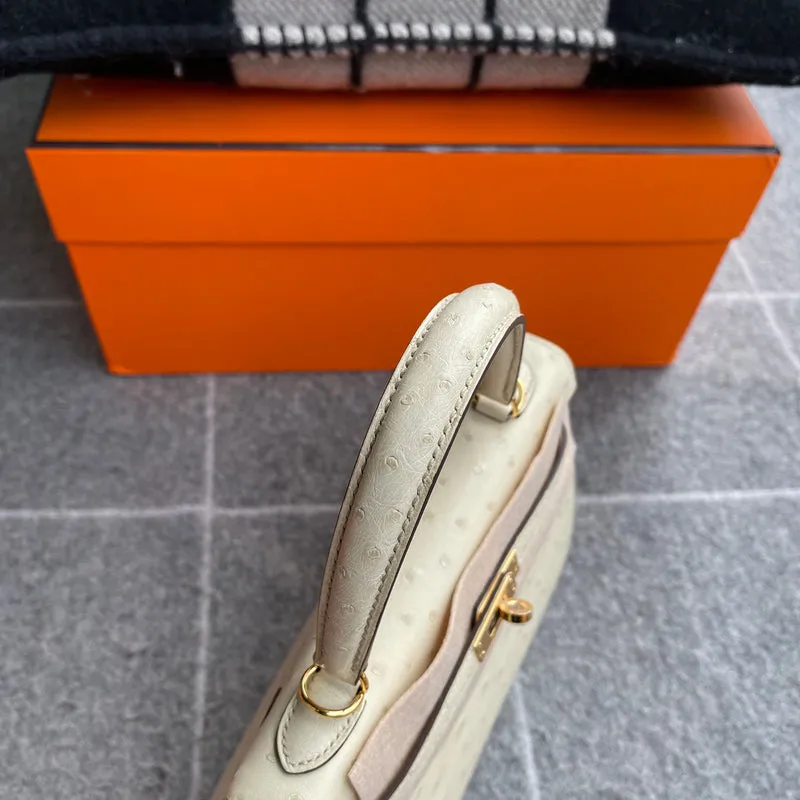 KELLY 25 OSTRICH LEATHER CRAIE WITH GOLD HARDWARE (GHW) - 7