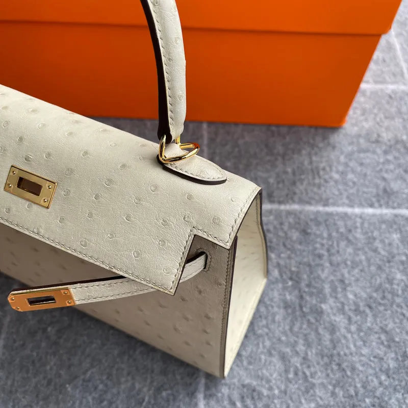 KELLY 25 OSTRICH LEATHER PARCHEMIN WITH GOLD HARDWARE (GHW) - 5