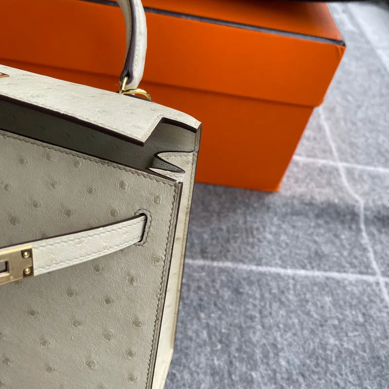 KELLY 25 OSTRICH LEATHER PARCHEMIN WITH GOLD HARDWARE (GHW) - 6