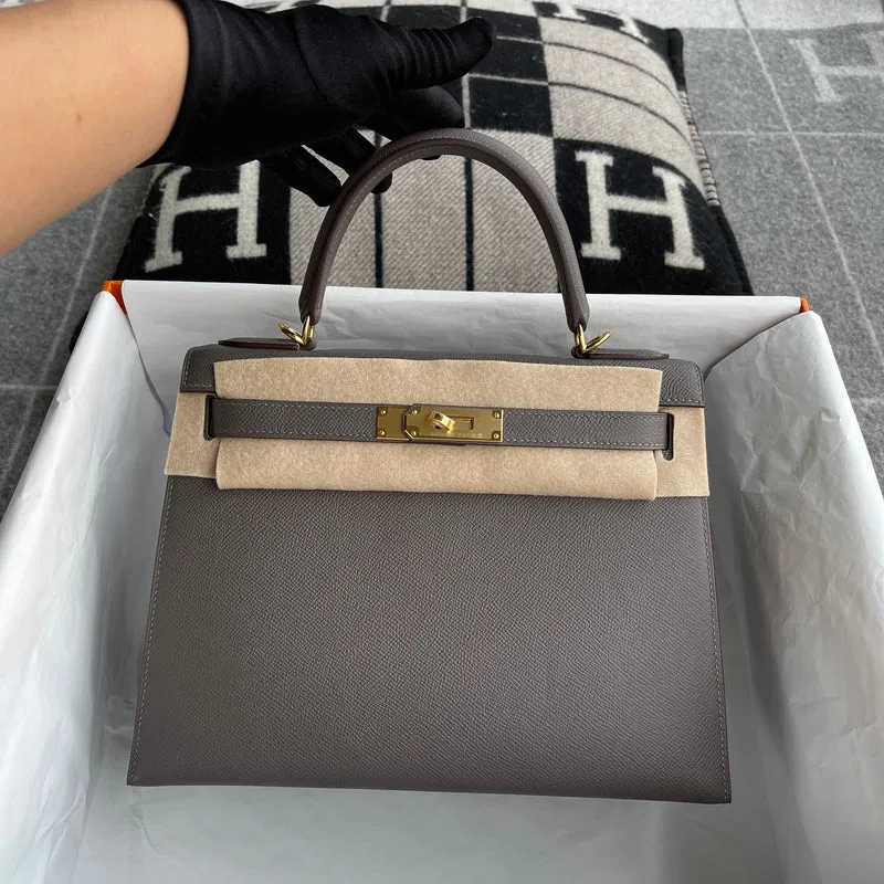 KELLY 28 EPSOM LEATHER ETAIN WITH GOLD HARDWARE (GHW) - 2