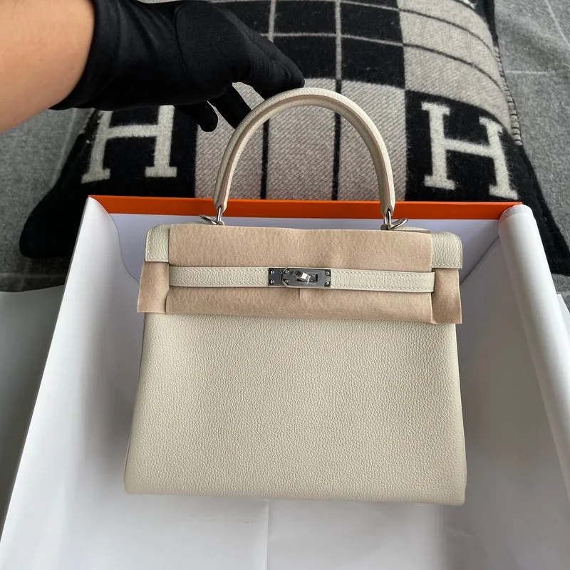 KELLY 25 TOGO LEATHER CRAIE WITH PALLADIUM HARDWARE (PHW) - 2