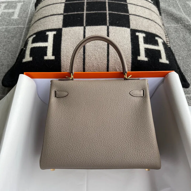 KELLY 25 TOGO LEATHER GRIS ASPHALTE WITH GOLD HARDWARE (GHW) - 3