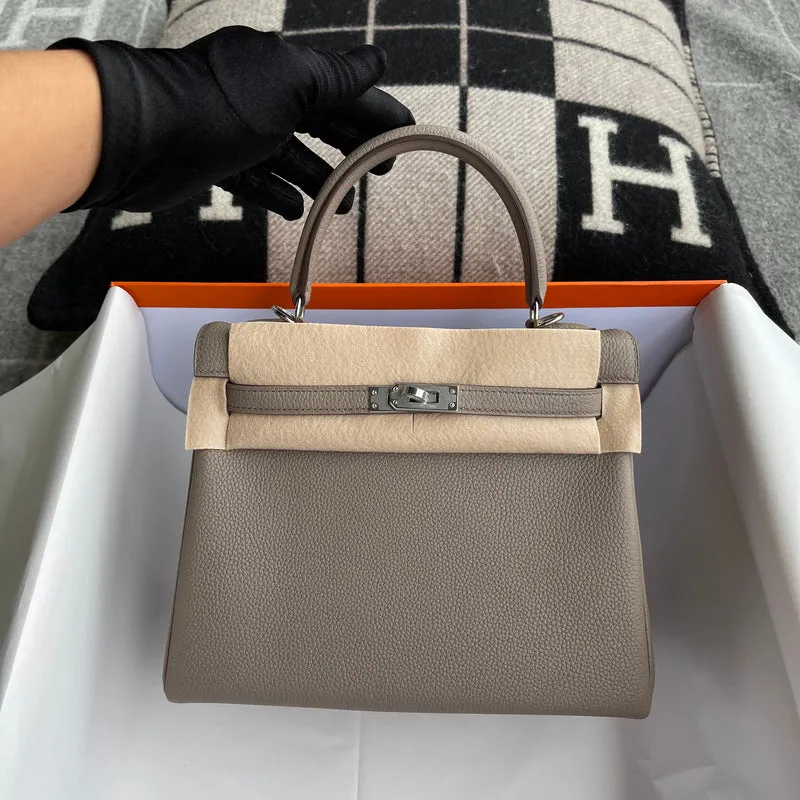 KELLY 25 TOGO LEATHER GRIS ASPHALTE WITH PALLADIUM HARDWARE (PHW) - 2