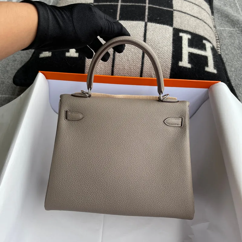 KELLY 25 TOGO LEATHER GRIS ASPHALTE WITH PALLADIUM HARDWARE (PHW) - 3