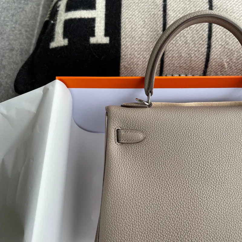 KELLY 25 TOGO LEATHER GRIS ASPHALTE WITH PALLADIUM HARDWARE (PHW) - 6