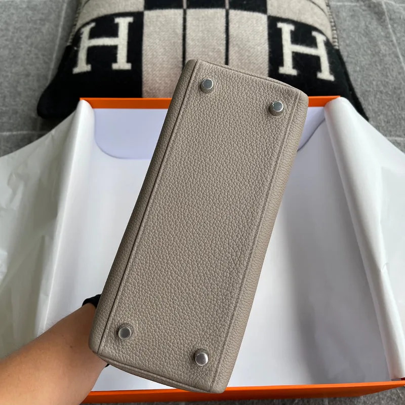 KELLY 25 TOGO LEATHER GRIS ASPHALTE WITH PALLADIUM HARDWARE (PHW) - 8