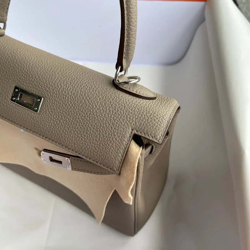 KELLY 25 TOGO LEATHER GRIS ASPHALTE WITH PALLADIUM HARDWARE (PHW) - 5