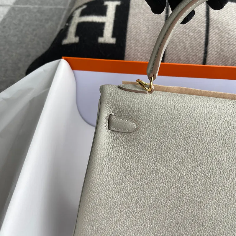 KELLY 25 TOGO LEATHER PEARL GREY WITH GOLD HARDWARE (GHW) - 6