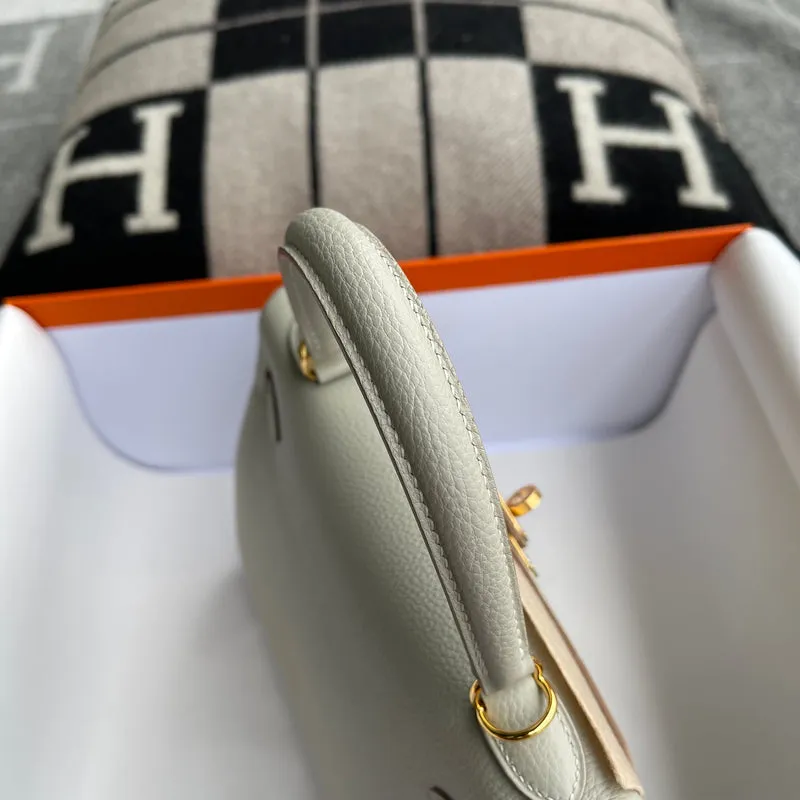 KELLY 25 TOGO LEATHER PEARL GREY WITH GOLD HARDWARE (GHW) - 7