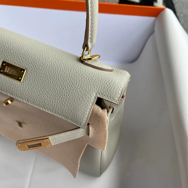 KELLY 25 TOGO LEATHER PEARL GREY WITH GOLD HARDWARE (GHW) - 5