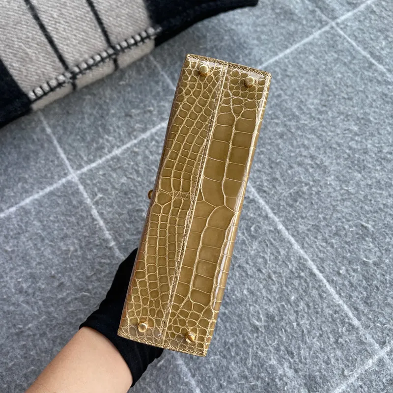 MINI KELLY II (20) SHINY (LISSE) MISSISSIPPIENSIS ALLIGATOR LEATHER FICELLE WITH GOLD HARDWARE (GHW) - 5