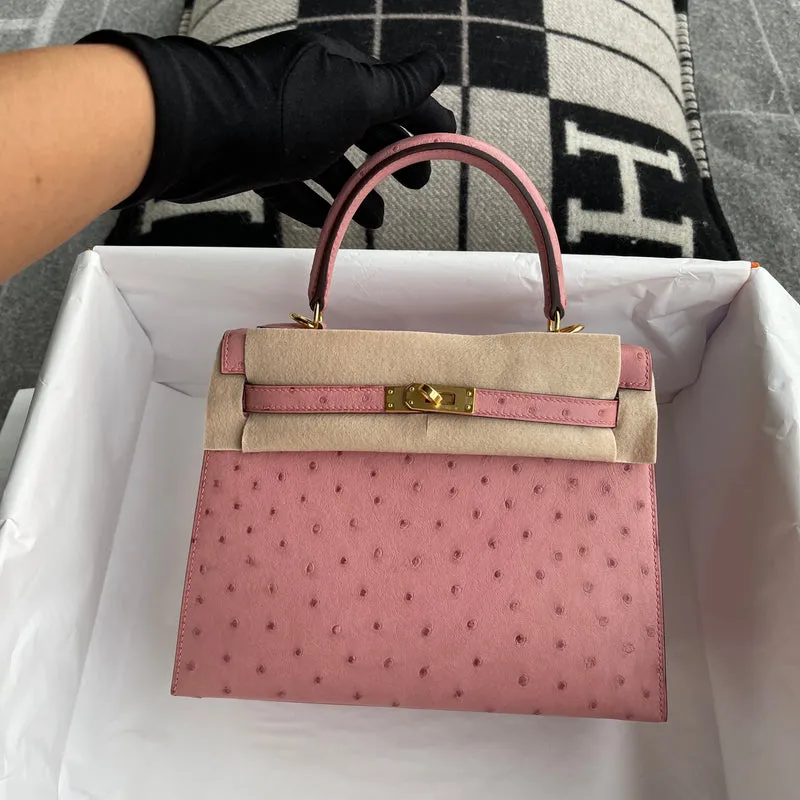 KELLY 25 OSTRICH LEATHER TERRE CUITE WITH GOLD HARDWARE (GHW) - 2