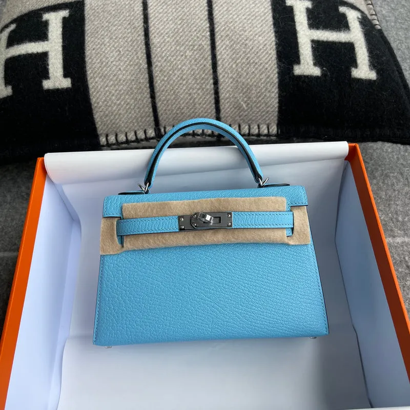 MINI KELLY II (20) CHEVRE LEATHER BLEU DU NORD WITH PALLADIUM HARDWARE (PHW) - 2