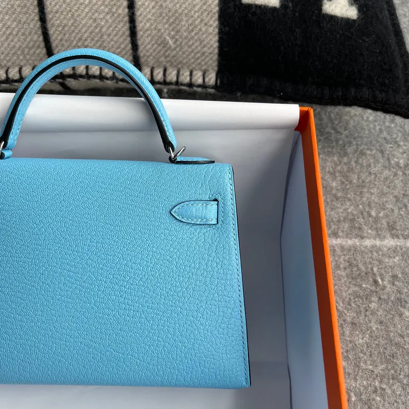 MINI KELLY II (20) CHEVRE LEATHER BLEU DU NORD WITH PALLADIUM HARDWARE (PHW) - 4