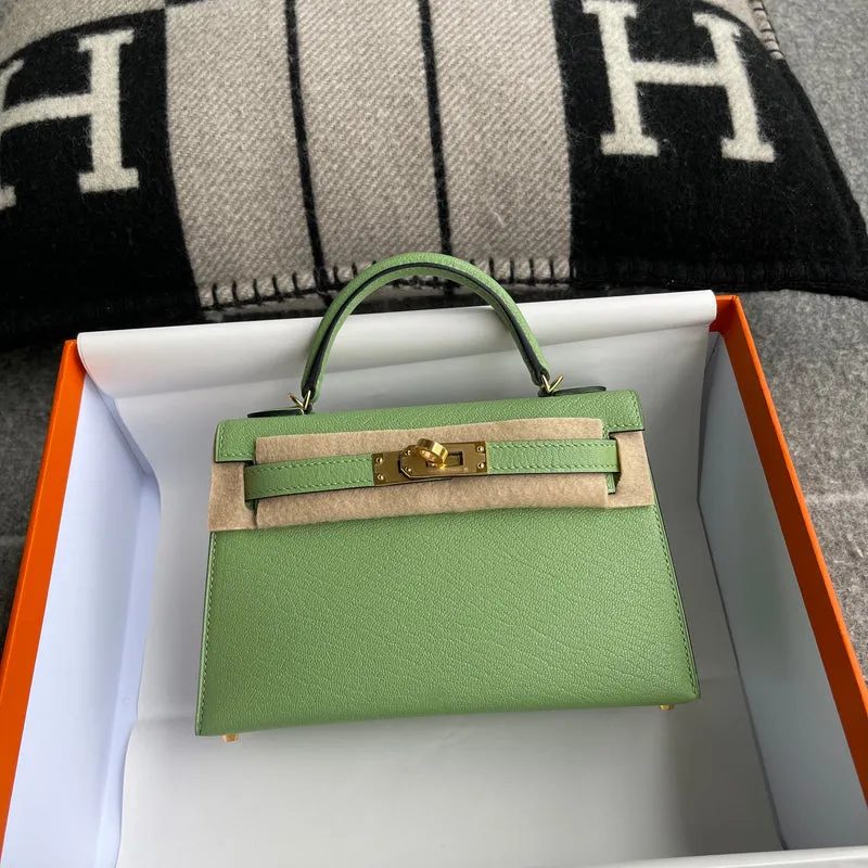 MINI KELLY II (20) CHEVRE LEATHER VERT CRIQUET WITH GOLD HARDWARE (GHW) - 2