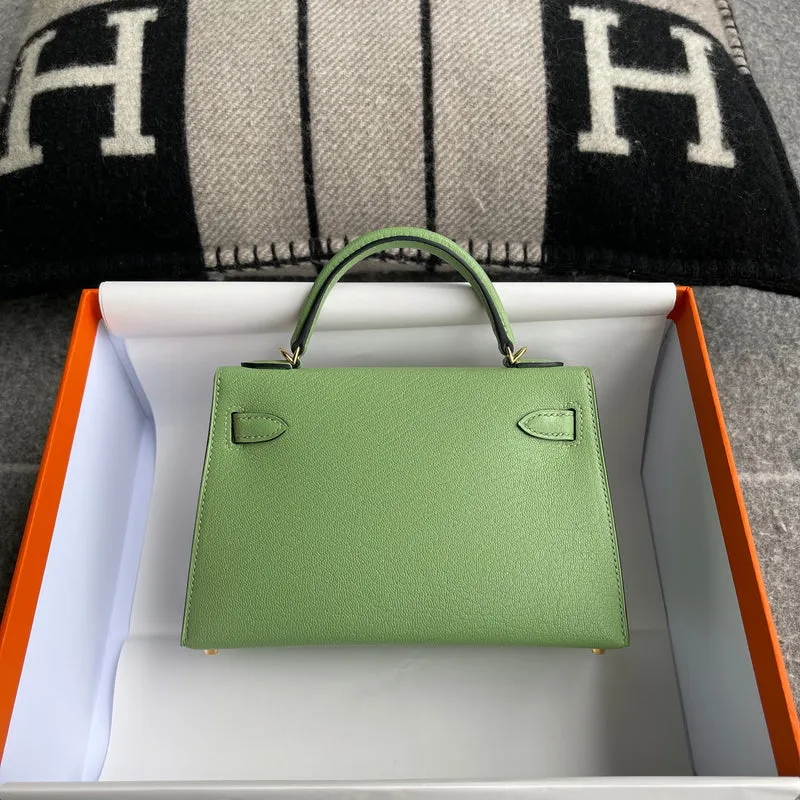 MINI KELLY II (20) CHEVRE LEATHER VERT CRIQUET WITH GOLD HARDWARE (GHW) - 4