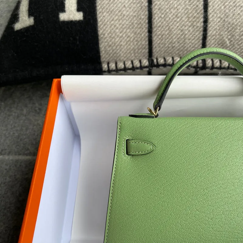 MINI KELLY II (20) CHEVRE LEATHER VERT CRIQUET WITH GOLD HARDWARE (GHW) - 5